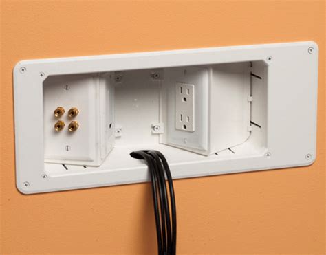 tv mount electrical box|behind tv outlet box.